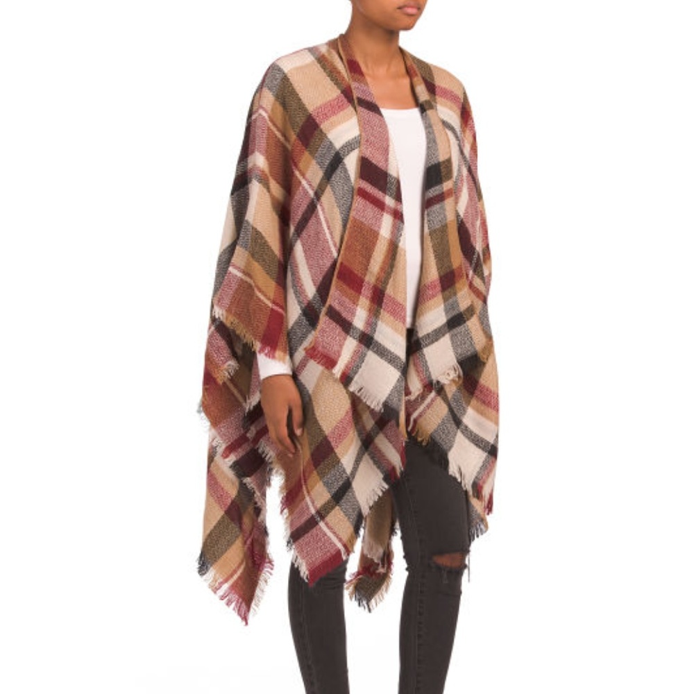 Multi Color Plaid Woven Shawl/Wrap
